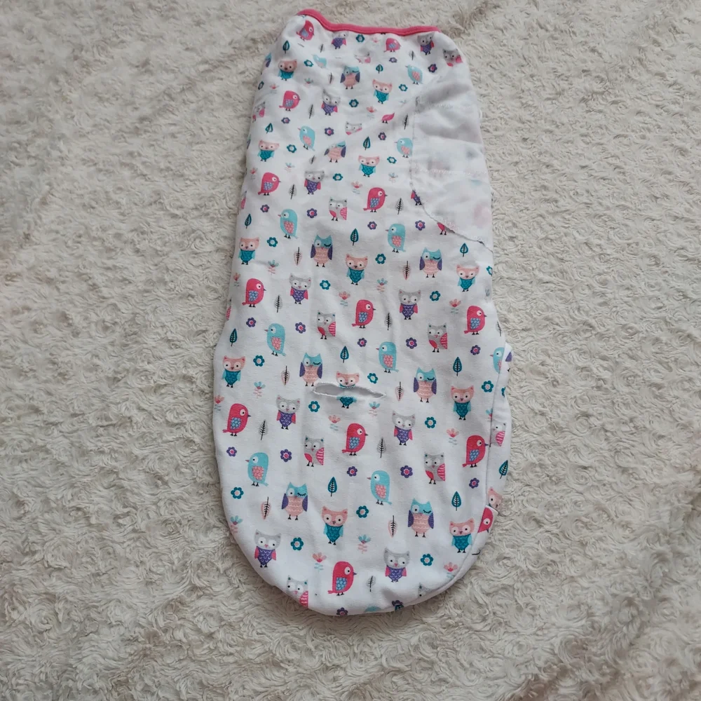 SwaddleMe Original Size Large Pink & White Cozy Baby Swaddle Owls